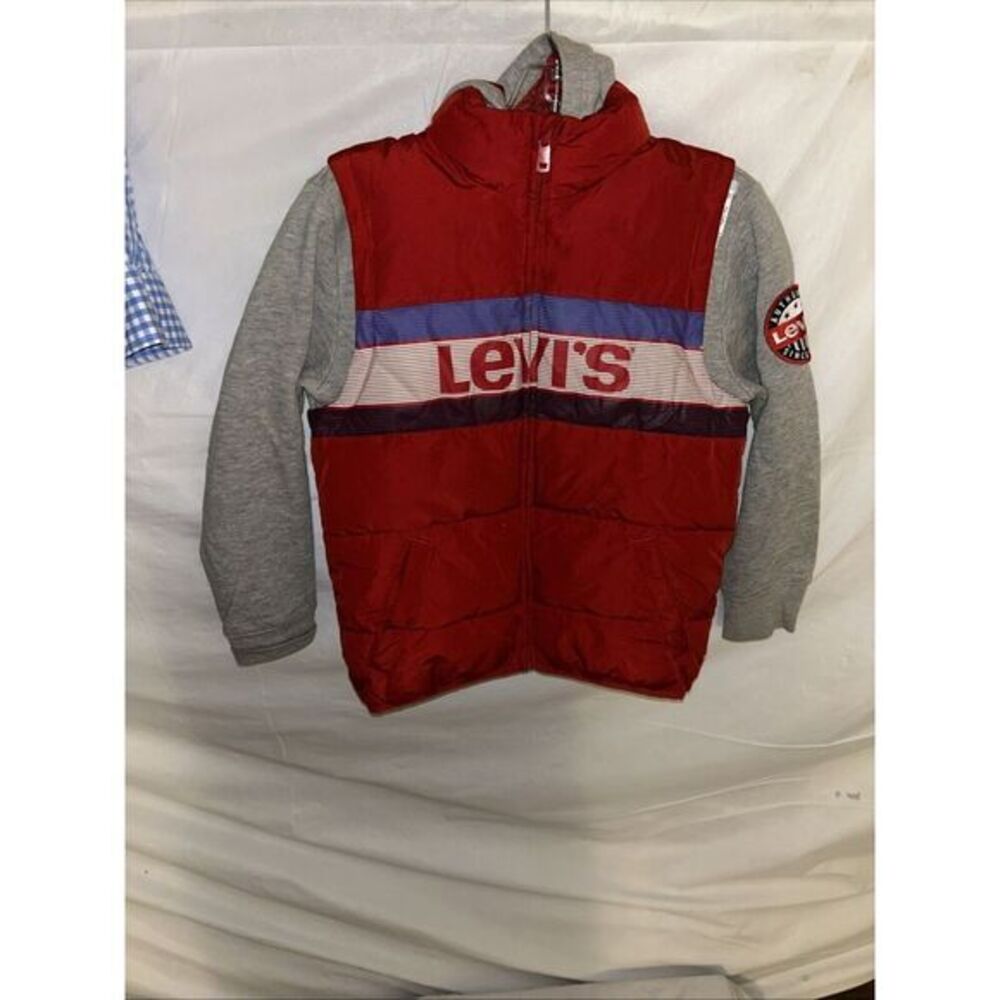 Kids Levi's 2fer Puff VestRed Grey Small